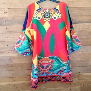 Sana Safinaz NWT Women's Multi Color Mini Cotton Tunic Dress Size Small